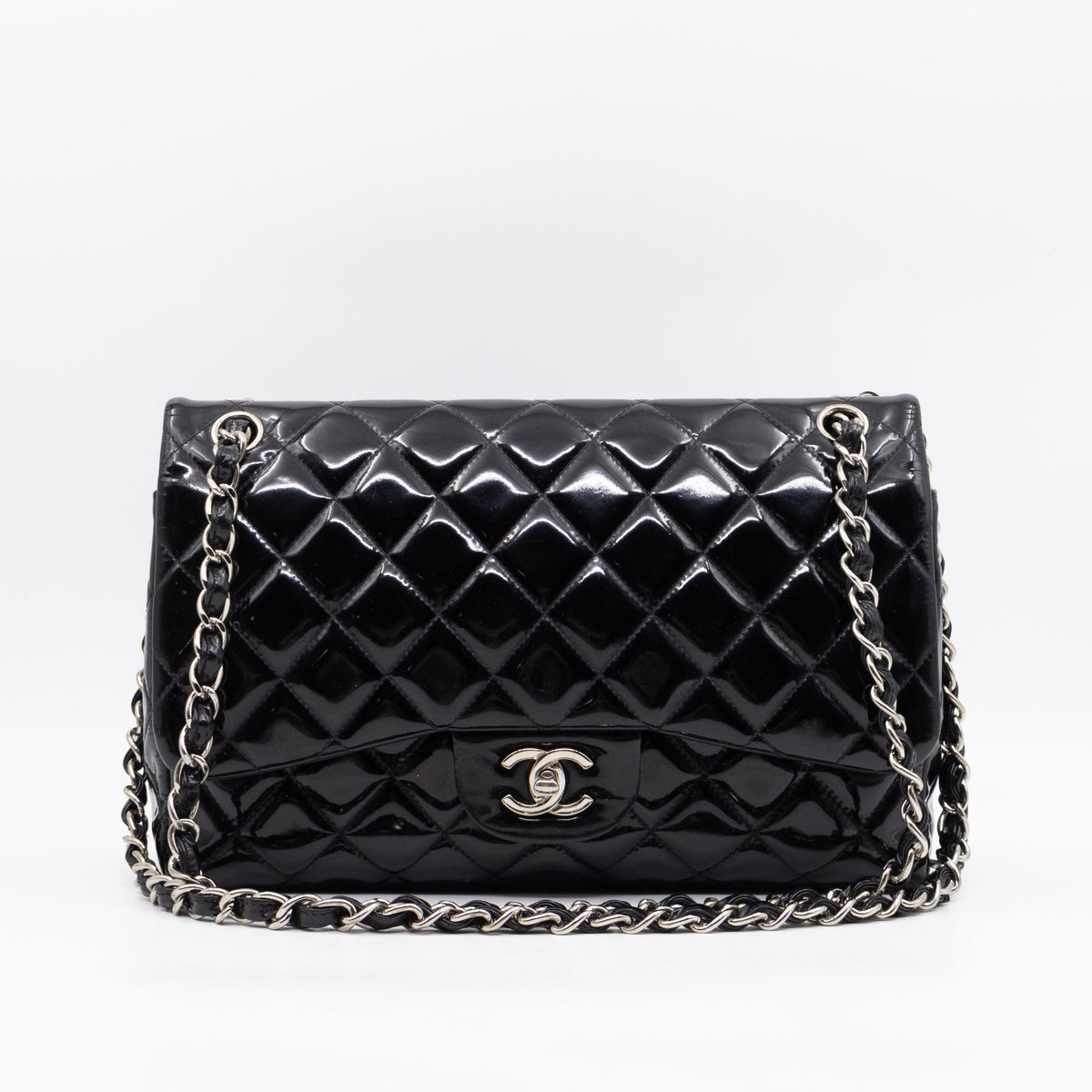 Classic Double Flap Jumbo Black Patent Leather