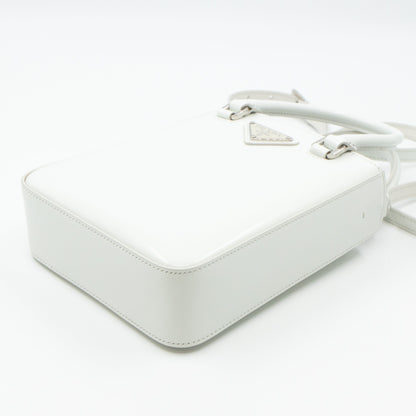 Small Crossbody Tote White Brushed Leather