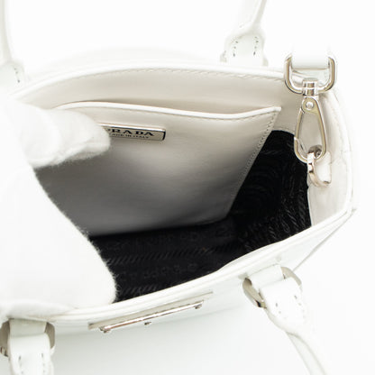 Small Crossbody Tote White Brushed Leather