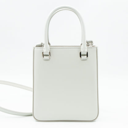 Small Crossbody Tote White Brushed Leather