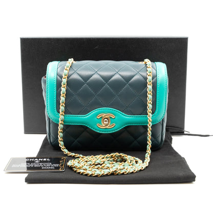 Small Single Flap Bag Blue Leather