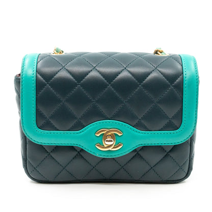 Small Single Flap Bag Blue Leather