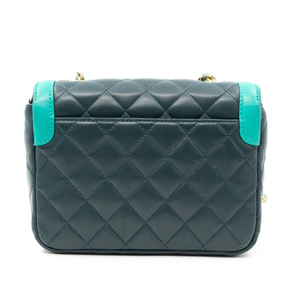 Small Single Flap Bag Blue Leather