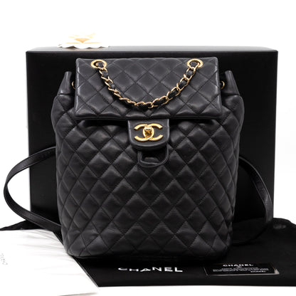 Urban Spirit Backpack Black Quilted Leather