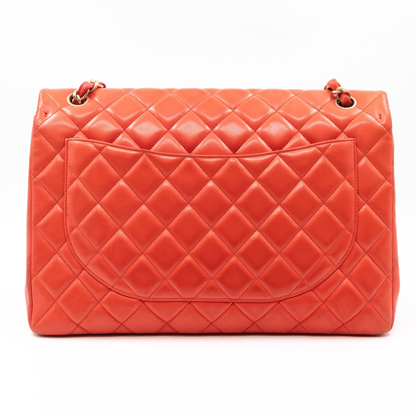 Classic Single Flap Maxi Light Red Leather Matte Gold