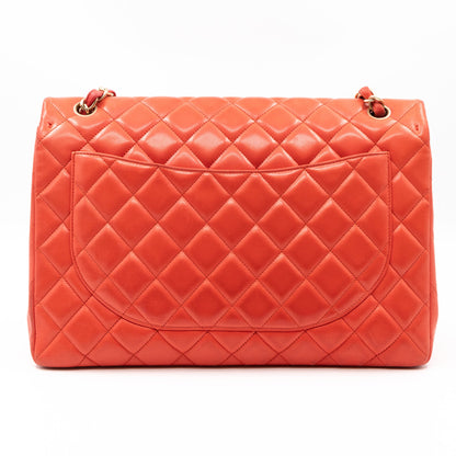 Classic Single Flap Maxi Light Red Leather Matte Gold
