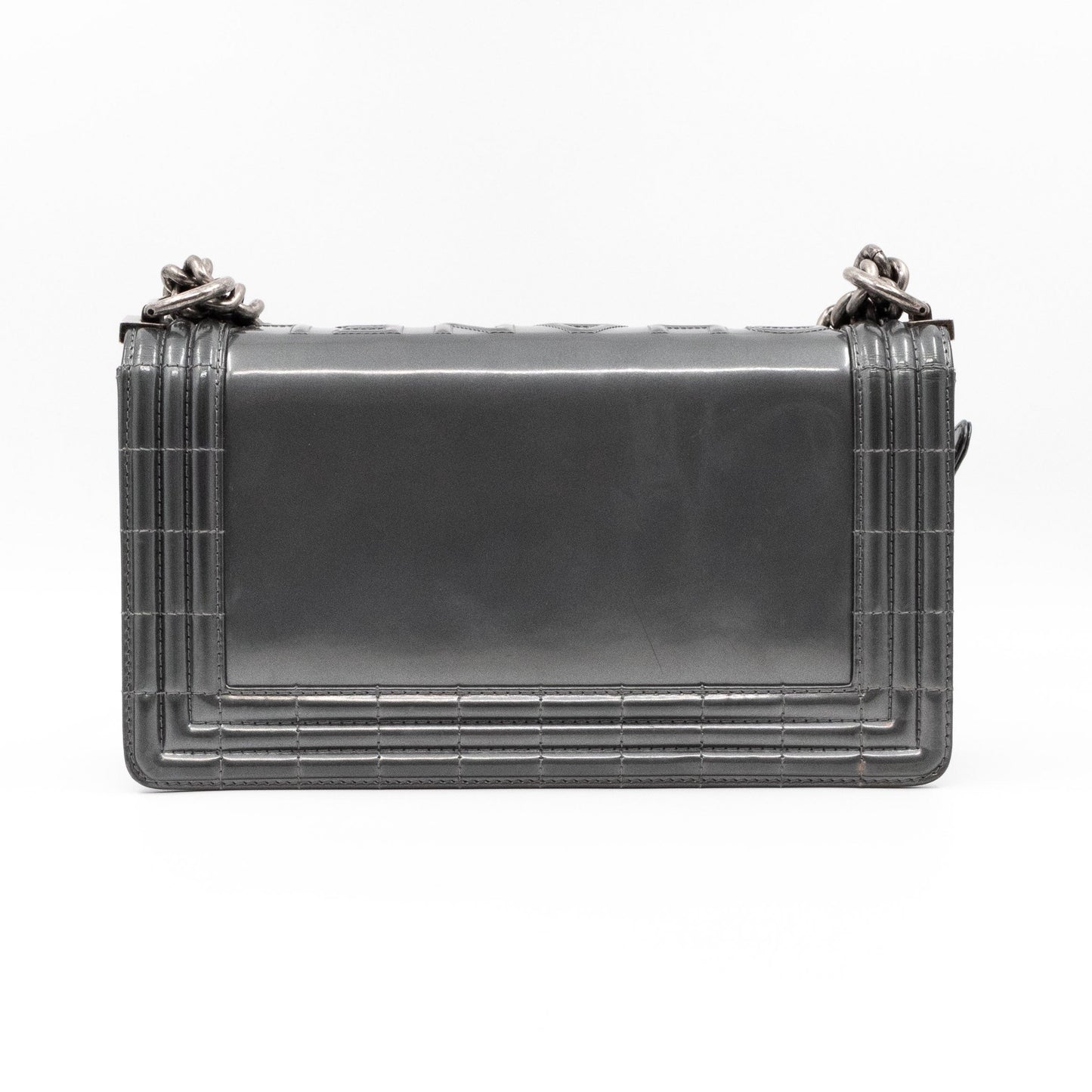Boy Bag Old Medium Grey Patent Leather