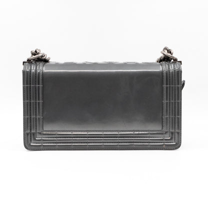 Boy Bag Old Medium Grey Patent Leather