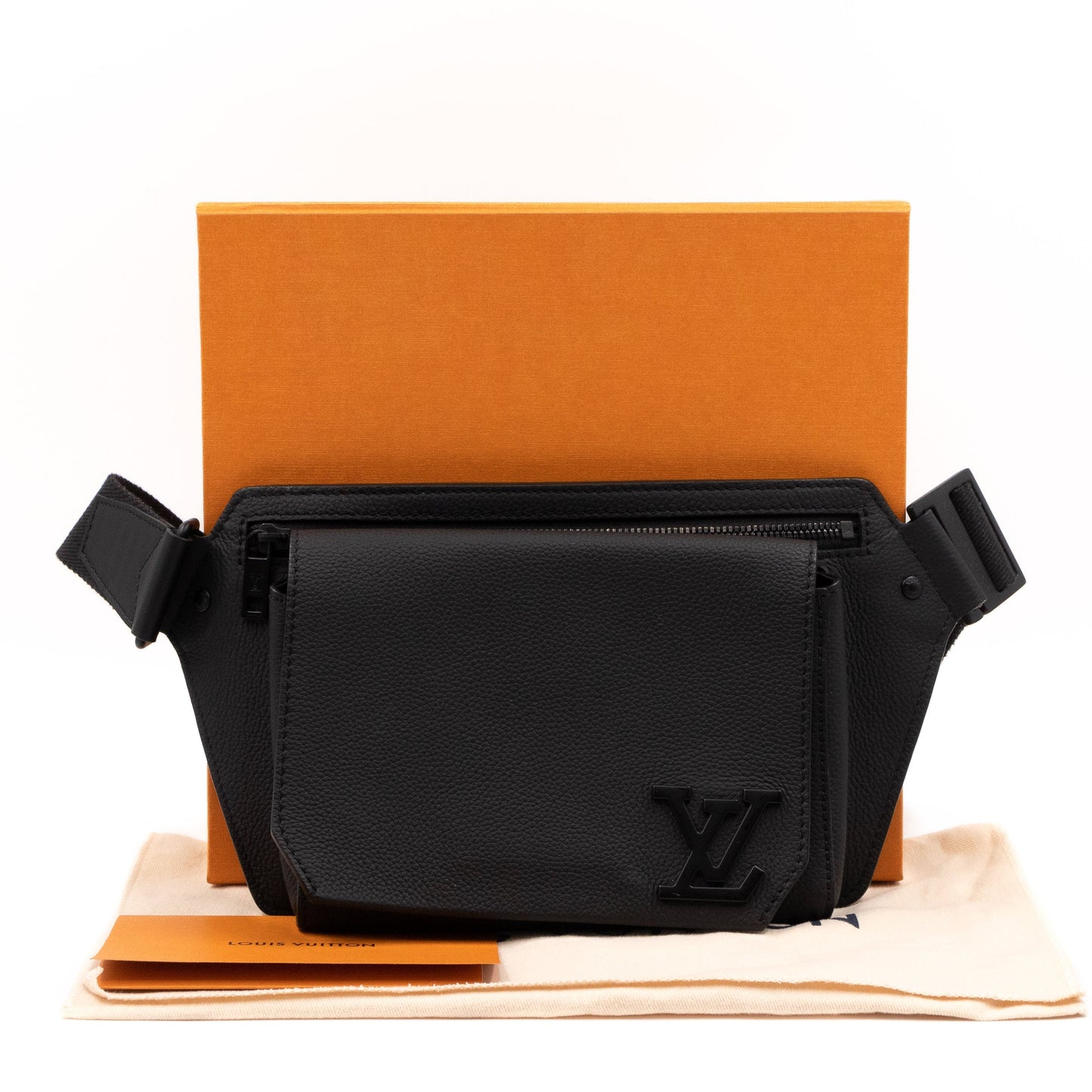 Louis-vuitton LV Aerogram Takeoff Sling Bag Black Leather