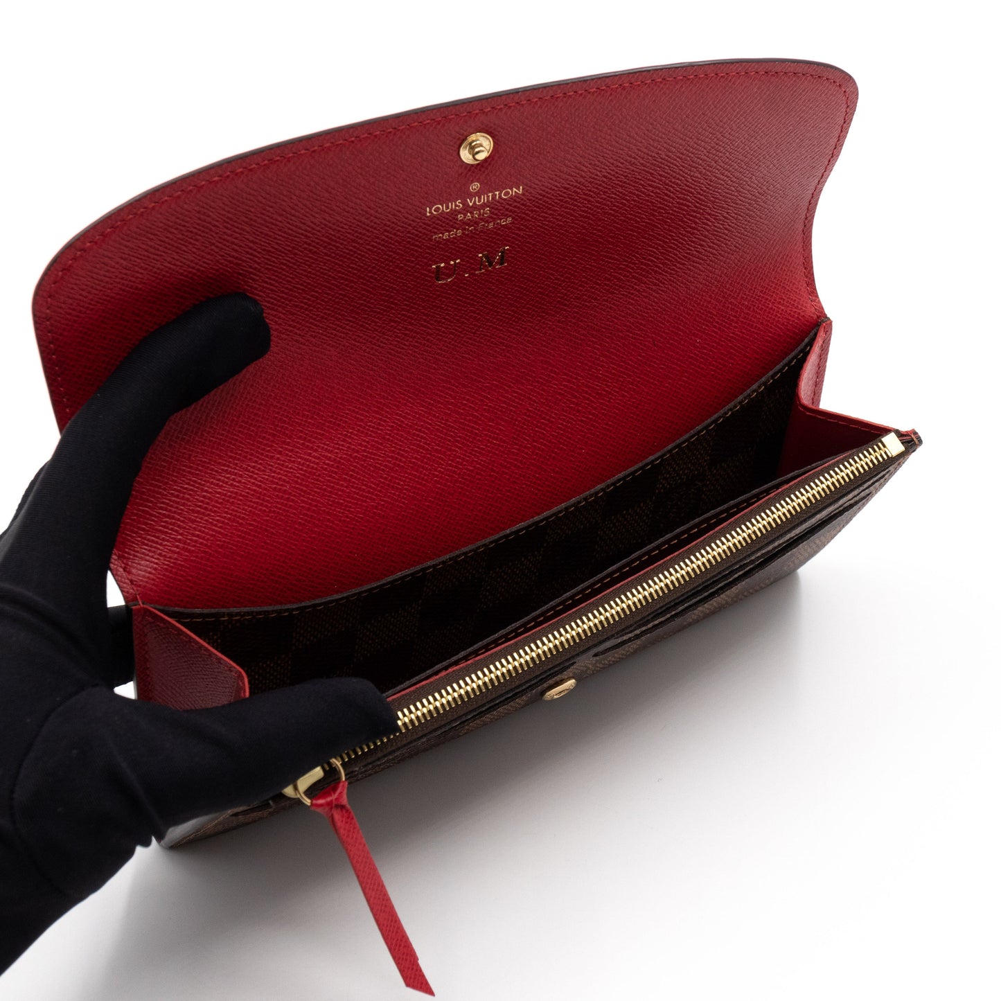 Louis-vuitton Emilie Wallet Damier Ebene Red