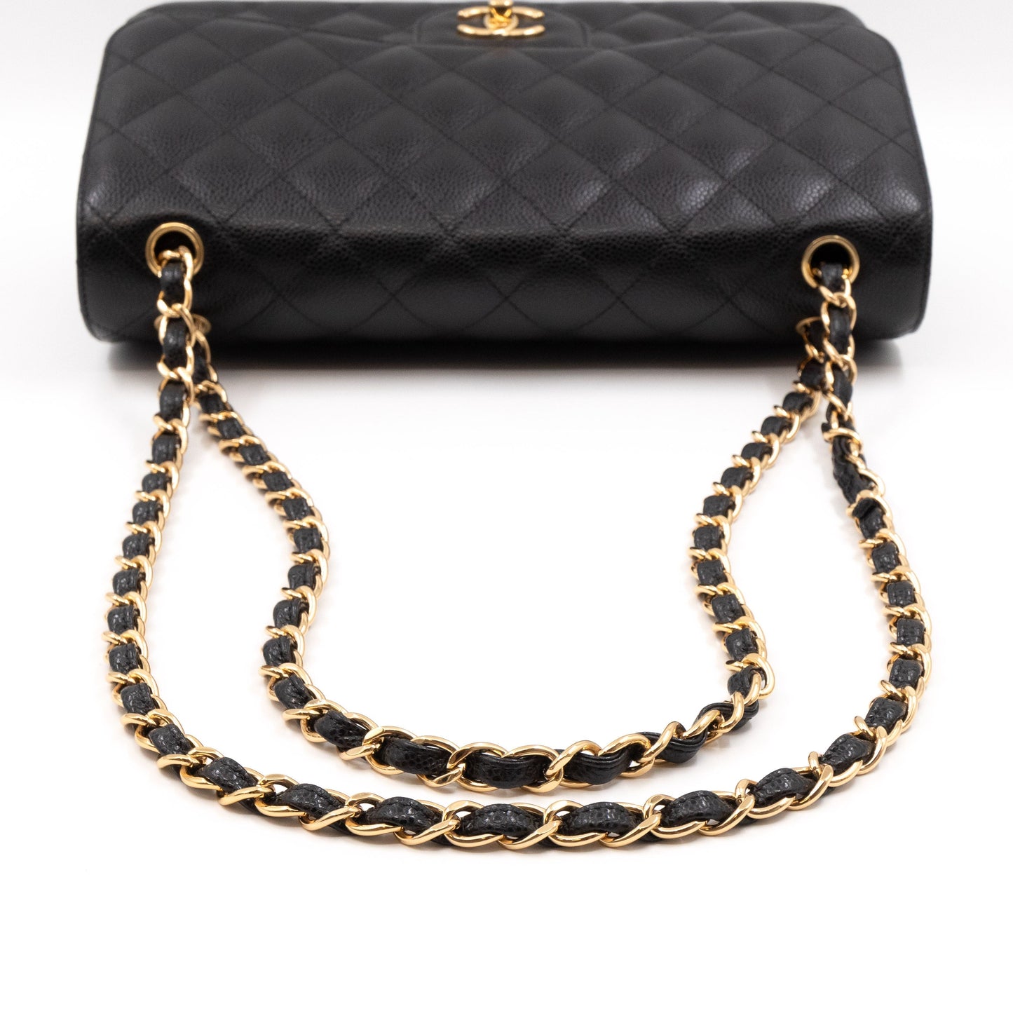 Classic Double Flap Jumbo Black Caviar Gold
