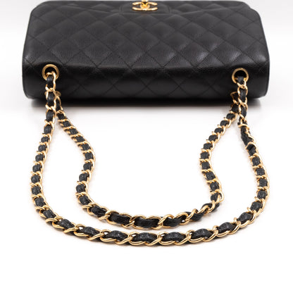 Classic Double Flap Jumbo Black Caviar Gold