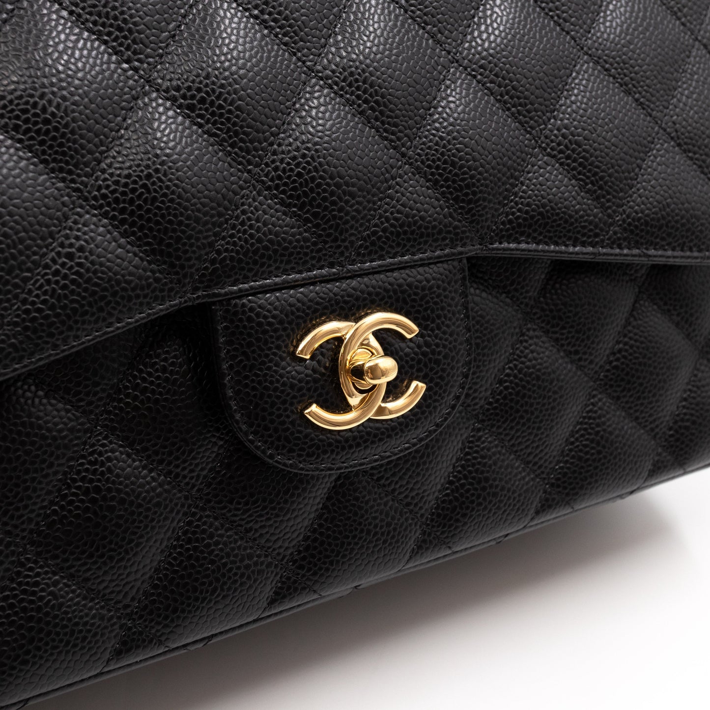 Classic Double Flap Jumbo Black Caviar Gold