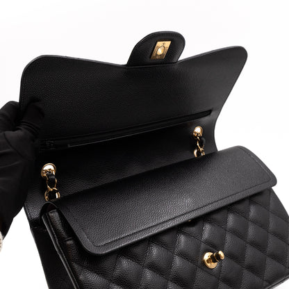 Classic Double Flap Jumbo Black Caviar Gold
