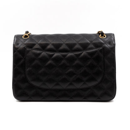 Classic Double Flap Jumbo Black Caviar Gold