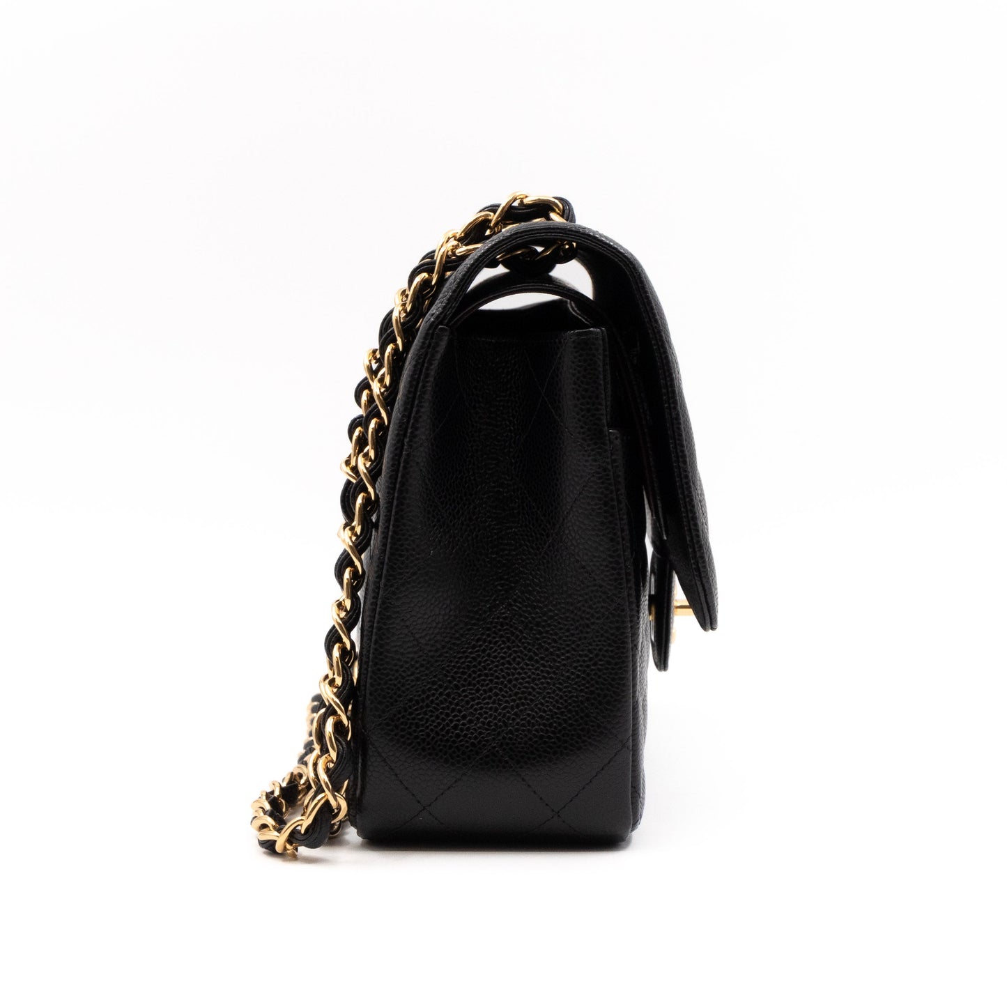 Classic Double Flap Jumbo Black Caviar Gold