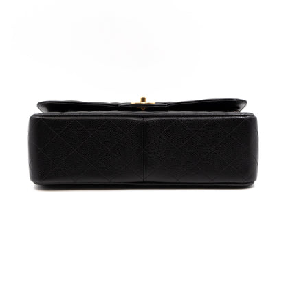 Classic Double Flap Jumbo Black Caviar Gold