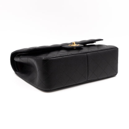 Classic Double Flap Jumbo Black Caviar Gold