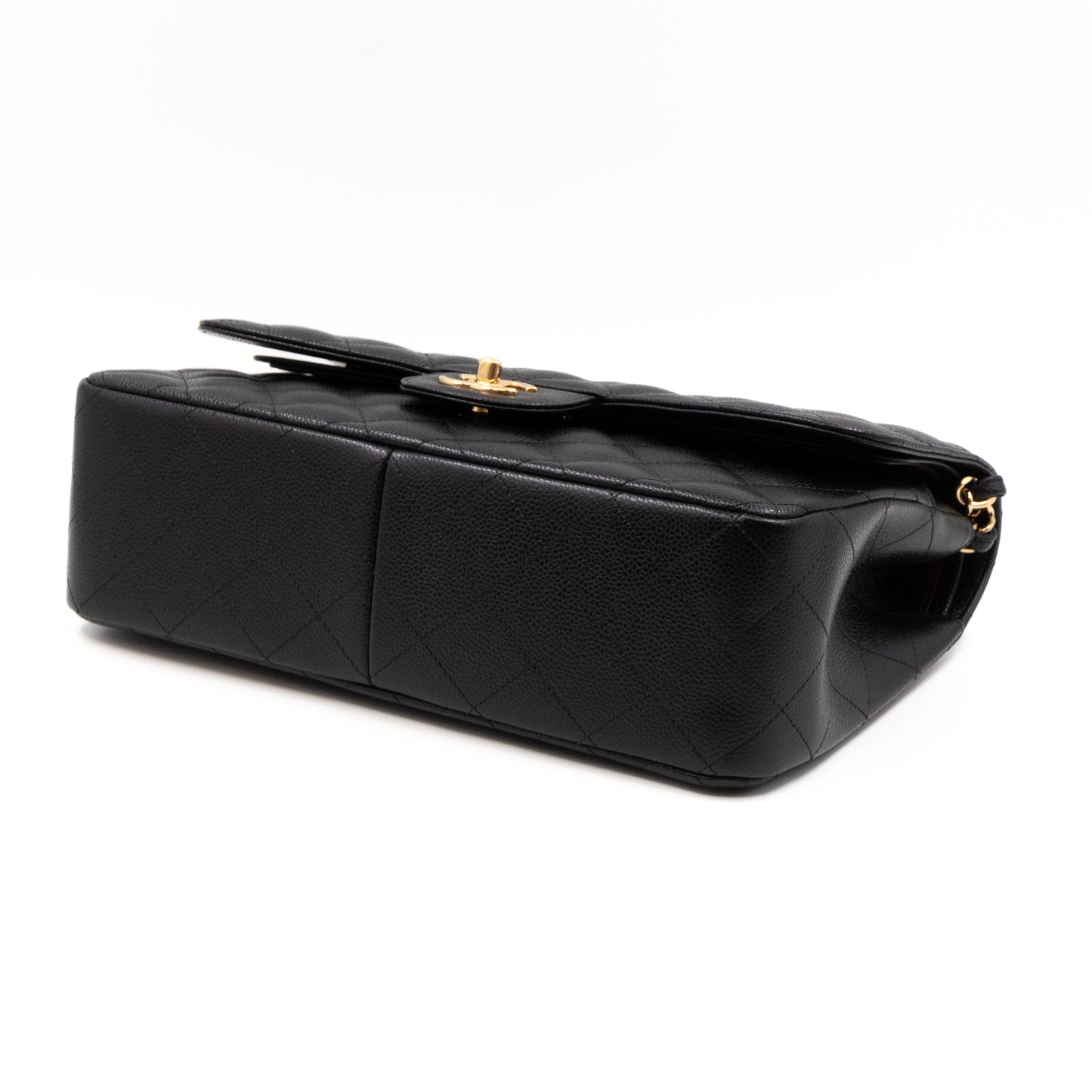 Classic Double Flap Jumbo Black Caviar Gold