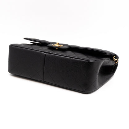 Classic Double Flap Jumbo Black Caviar Gold