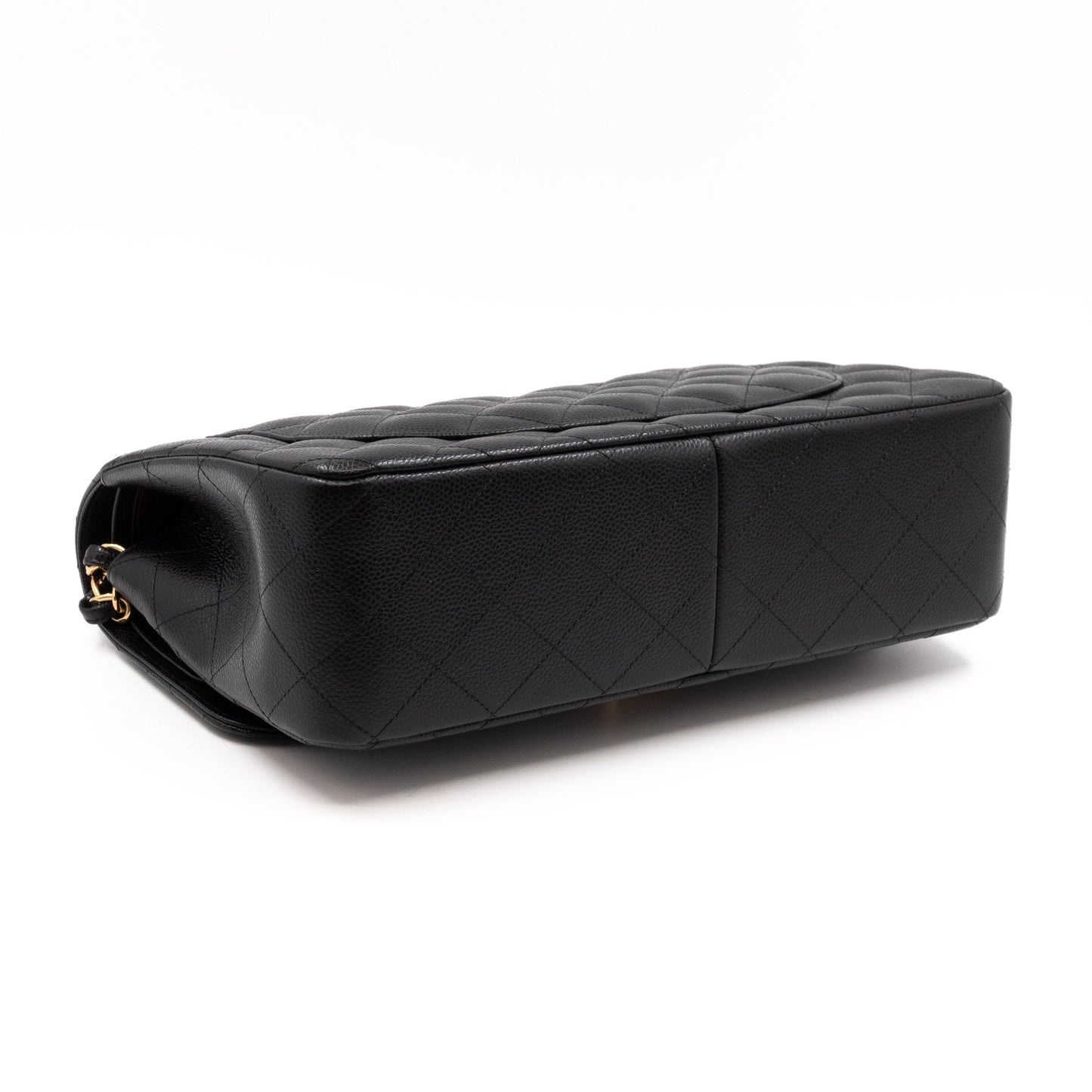 Classic Double Flap Jumbo Black Caviar Gold