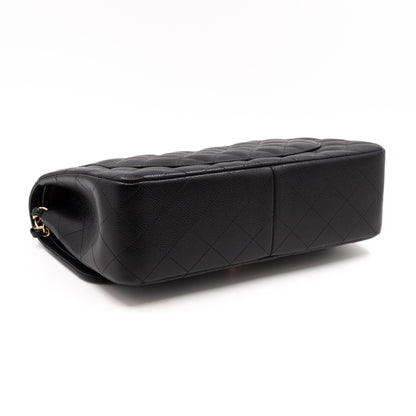 Classic Double Flap Jumbo Black Caviar Gold