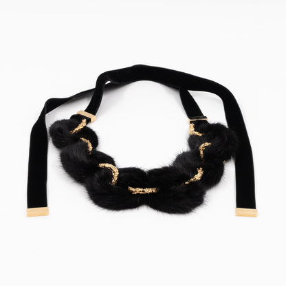 Louis-vuitton Link Ava Mink Fur Chain Necklace Black