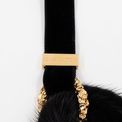 Louis-vuitton Link Ava Mink Fur Chain Necklace Black