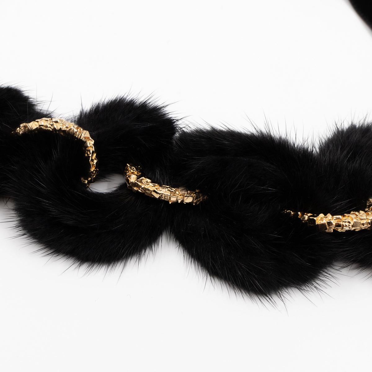 Louis-vuitton Link Ava Mink Fur Chain Necklace Black