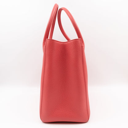 Executive Cerf Tote Coral Pink Leather Silver