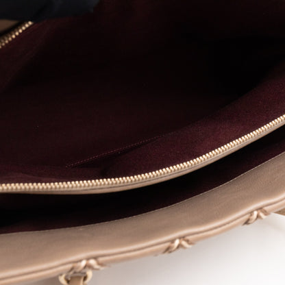 Paris-Dallas Medium Chic Stitch Tote Brown Calfskin Leather