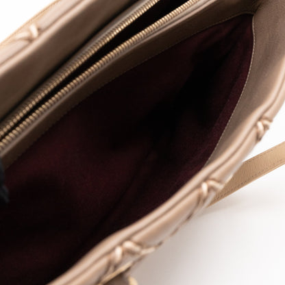 Paris-Dallas Medium Chic Stitch Tote Brown Calfskin Leather