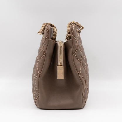 Paris-Dallas Medium Chic Stitch Tote Brown Calfskin Leather