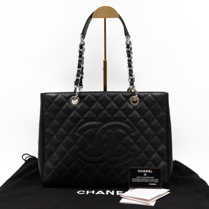 GST Grand Shopping Tote Black Caviar Silver