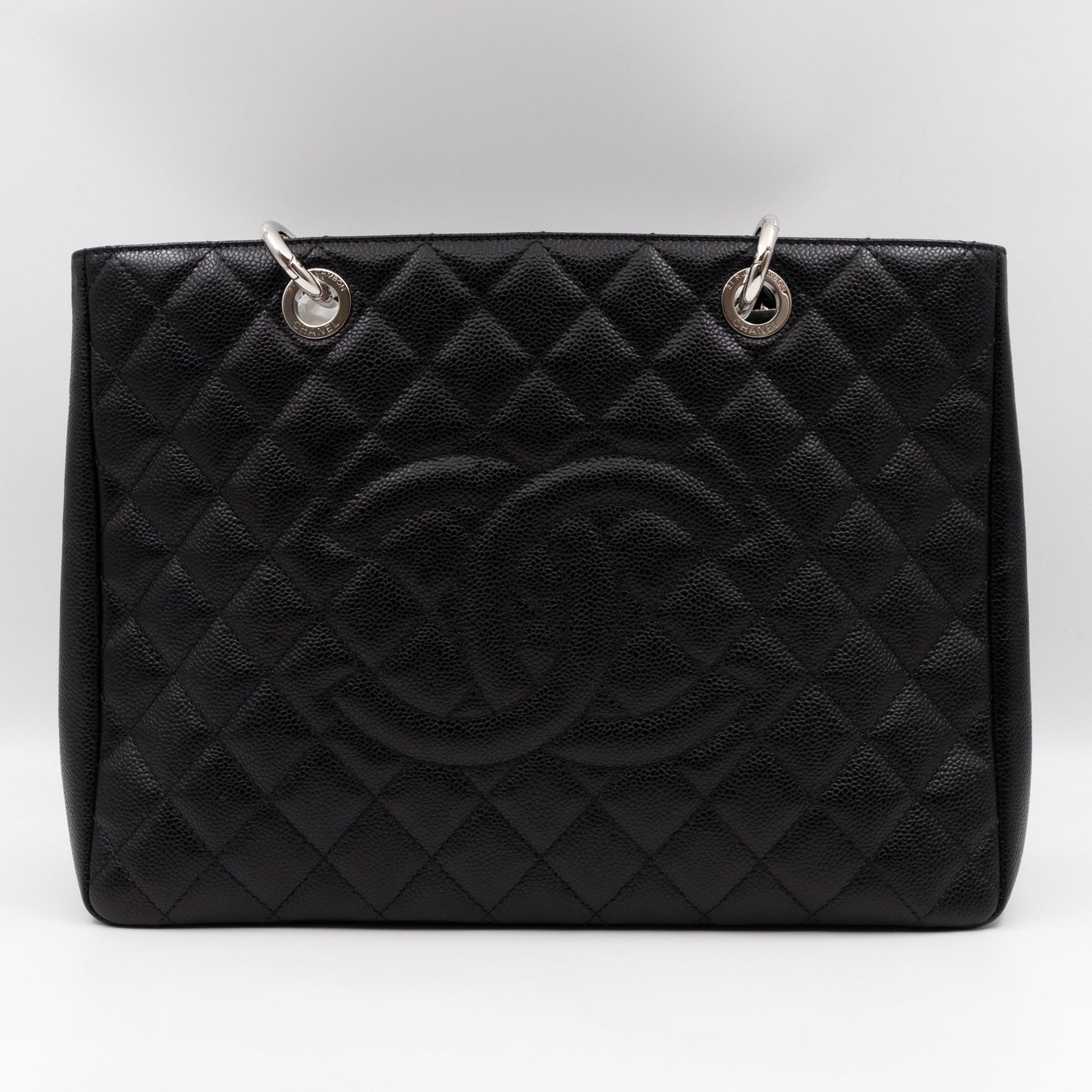 GST Grand Shopping Tote Black Caviar Silver