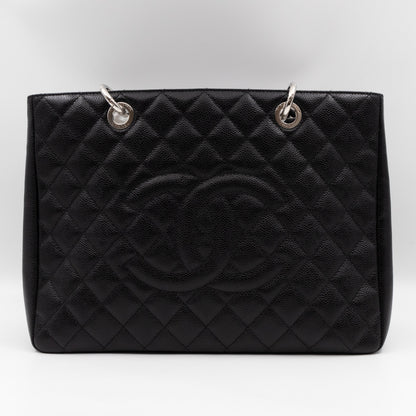 GST Grand Shopping Tote Black Caviar Silver