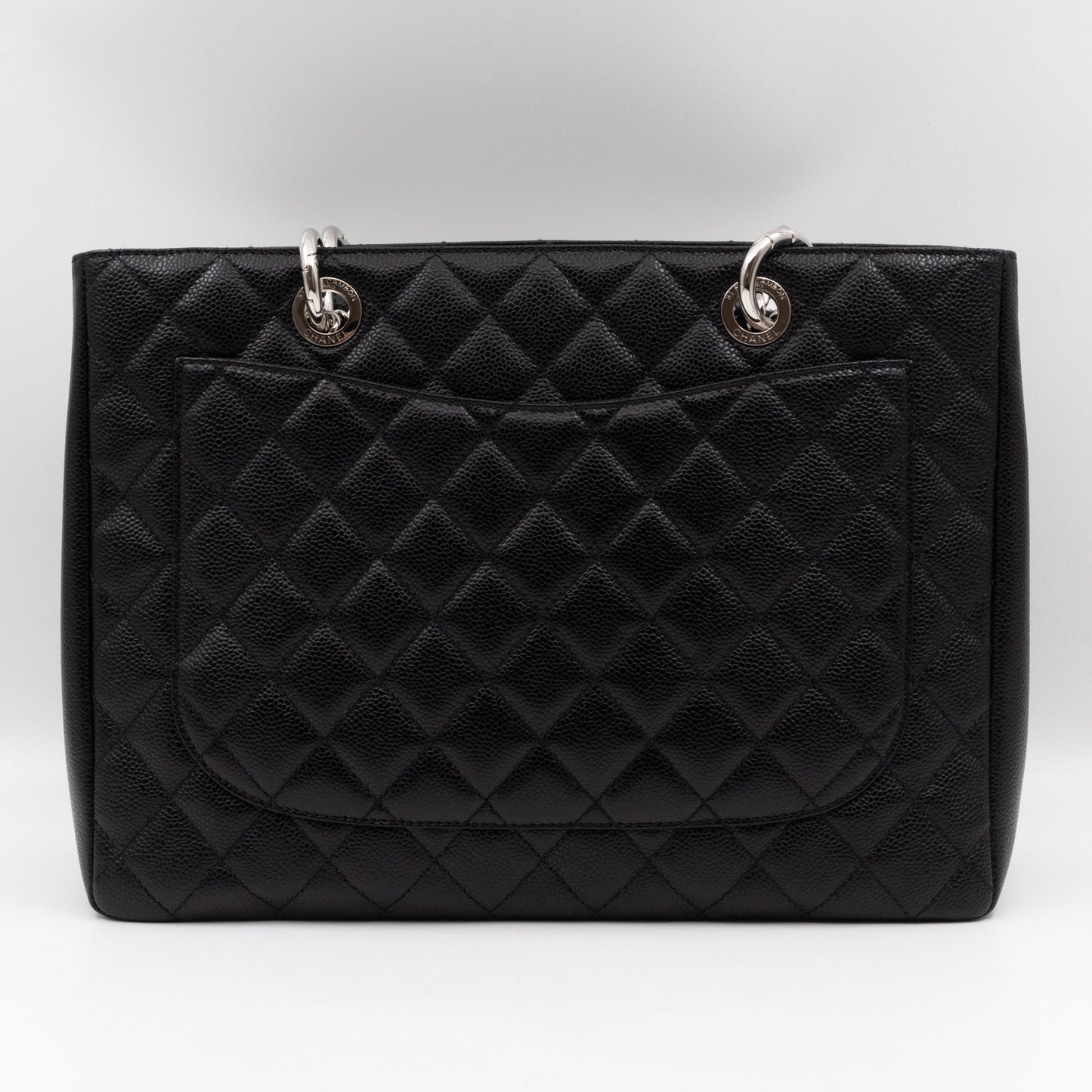 GST Grand Shopping Tote Black Caviar Silver