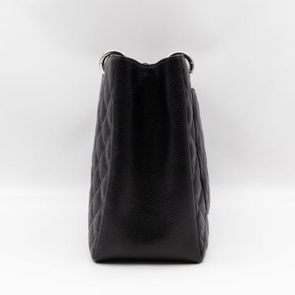 GST Grand Shopping Tote Black Caviar Silver