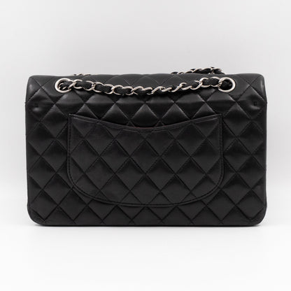 Classic Double Flap Medium Black Lambskin Leather Silver