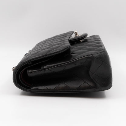 Classic Double Flap Medium Black Lambskin Leather Silver