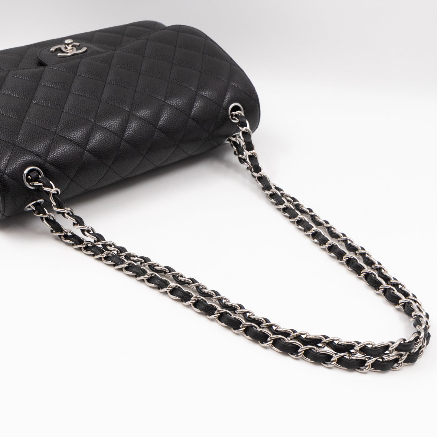 Classic Double Flap Jumbo Black Caviar Leather