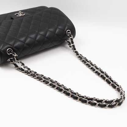 Classic Double Flap Jumbo Black Caviar Leather