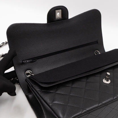 Classic Double Flap Jumbo Black Caviar Leather