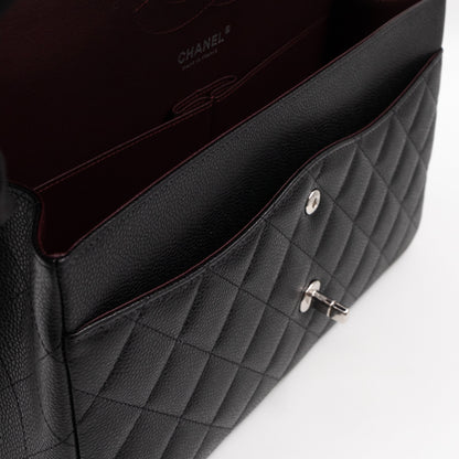 Classic Double Flap Jumbo Black Caviar Leather