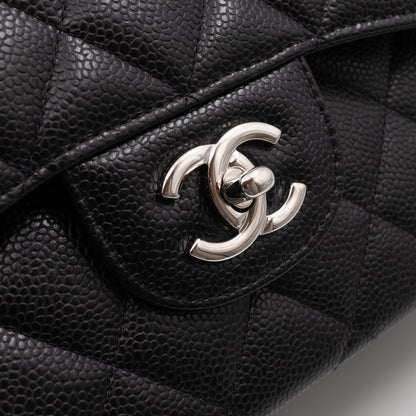 Classic Double Flap Jumbo Black Caviar Leather
