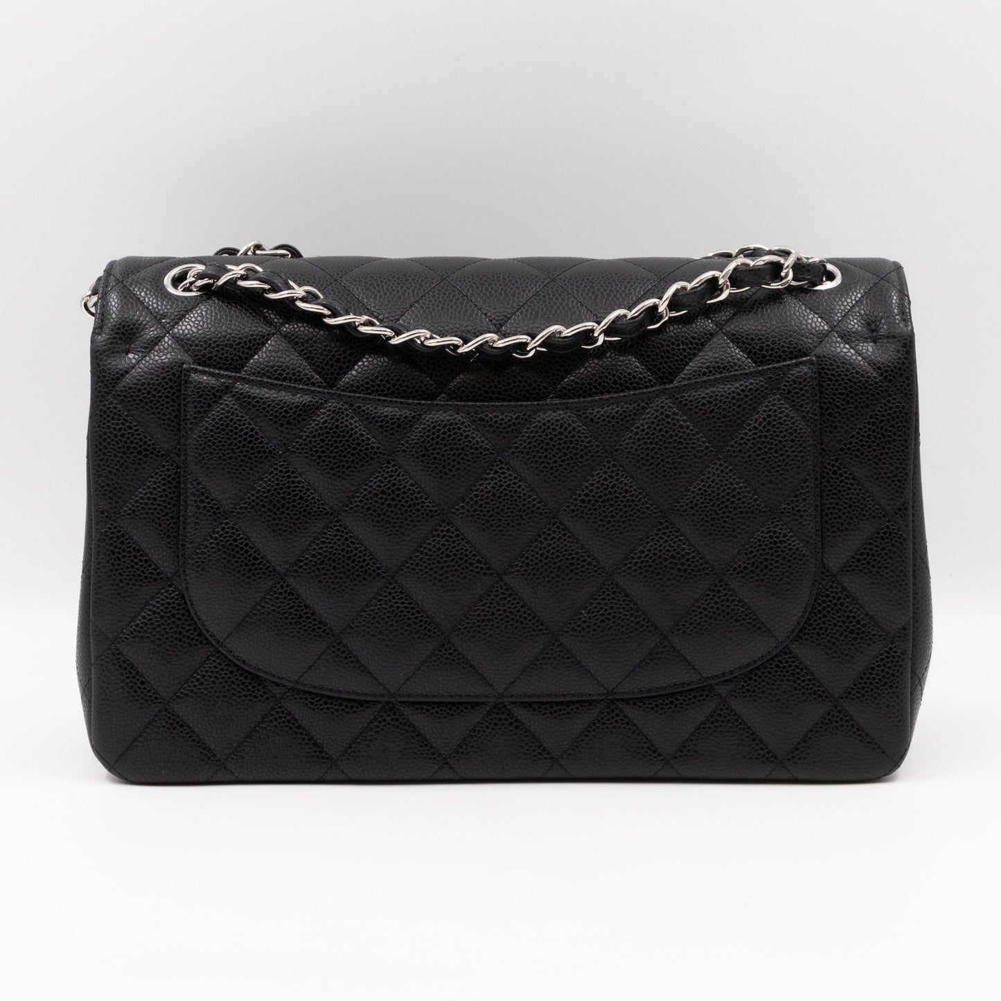 Classic Double Flap Jumbo Black Caviar Leather