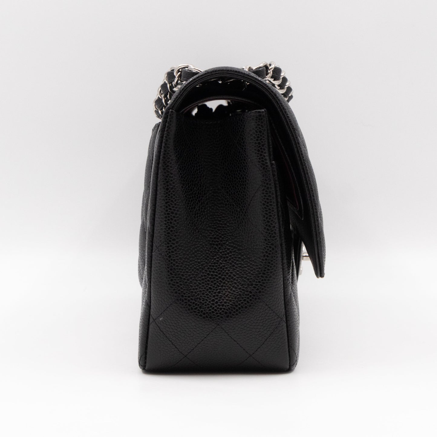 Classic Double Flap Jumbo Black Caviar Leather