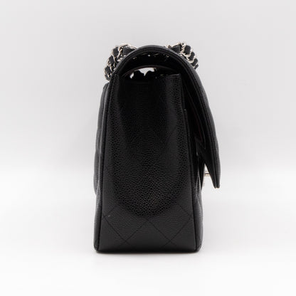 Classic Double Flap Jumbo Black Caviar Leather
