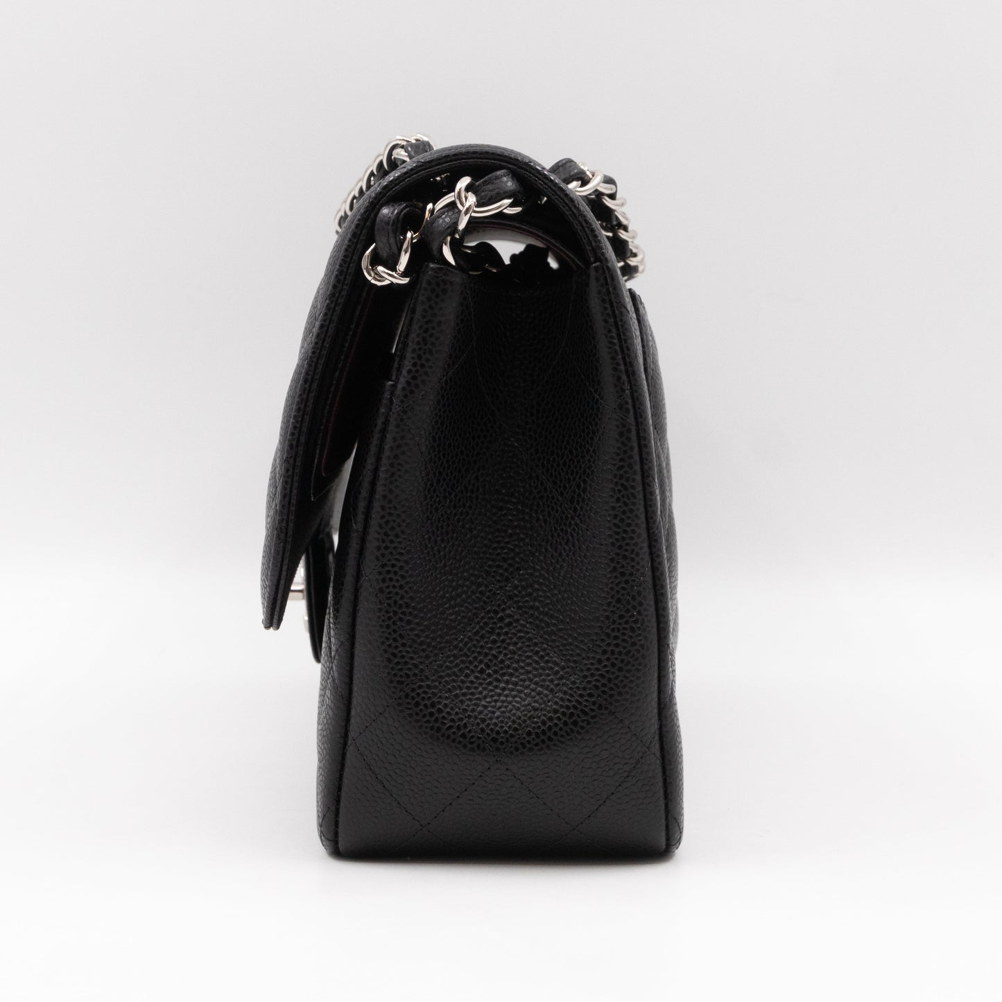 Classic Double Flap Jumbo Black Caviar Leather