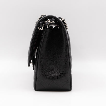 Classic Double Flap Jumbo Black Caviar Leather